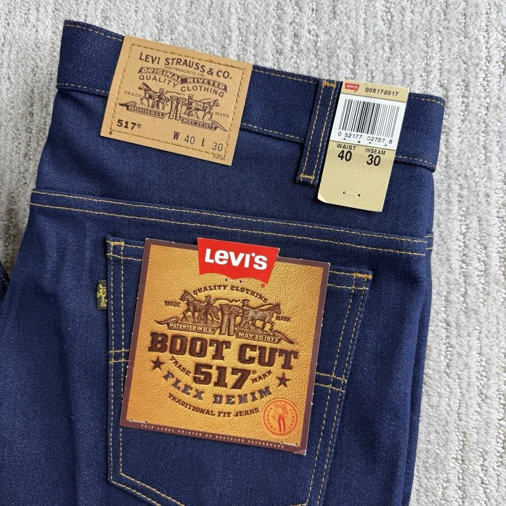 Vintage Levi's 517 Boot Cut Jeans Men's Size 40x30 Dark Wash Denim